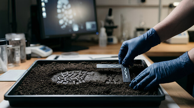 scientist analyzing soil sample in laboratory using measuring tools for research and experimentation