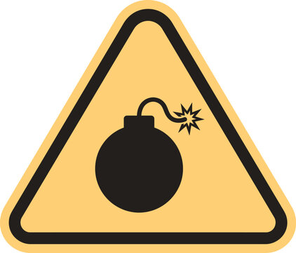 Exploding bomb hazard warning sign