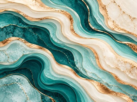 Abstract Teal and Gold Marble Texture Background