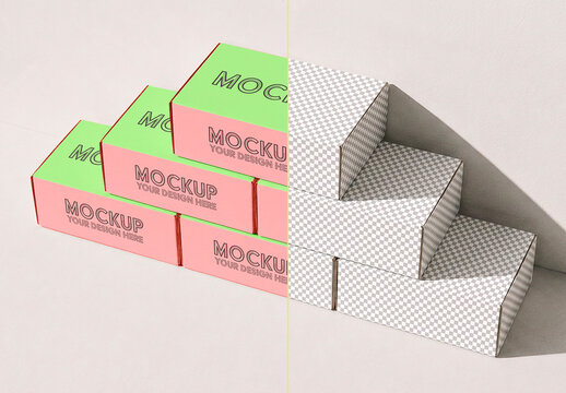 Stacked Cardboard Box Mockup