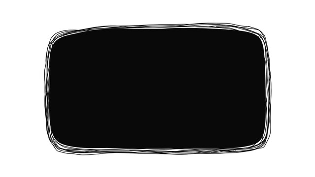 Solid black rectangular banner surrounded by a hand drawn multi-line sketchy border isolated on transparent background. For creative titles, social media graphics, quote templates, and stickers.