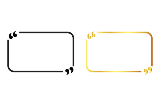 Minimalist quote box frame vectors, elegant black and gold quotation mark text borders, modern speech bubble template for social media graphics, Quote Box Frame with Quote Marks illustration