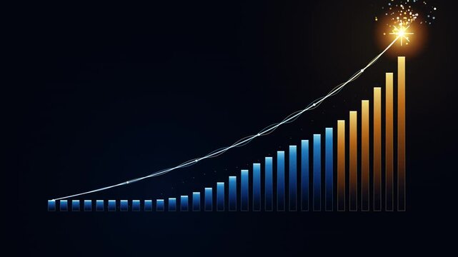 Exponential Bull Market Bar Chart Rising. 4K Motion Background Video Footage