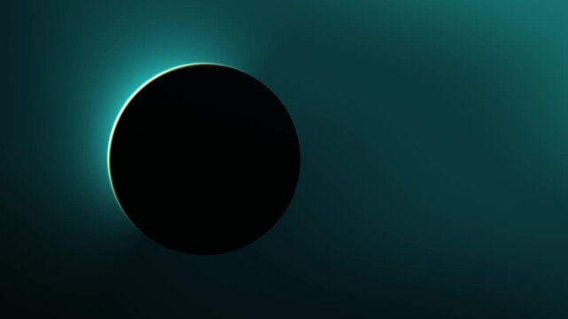 Gold rim light on deep teal eclipse, premium background, seamless loop