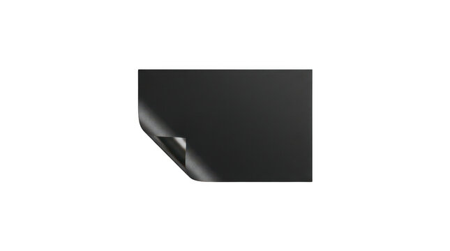 Black paper sheet with curled corner isolated on transparent background