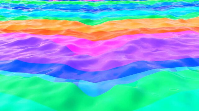 Colorful layered waves form a bright abstract ocean pattern in pastel hues