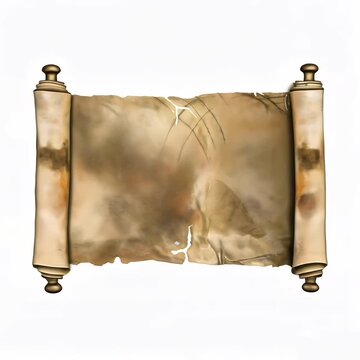 Vintage Old Parchment Scroll Paper Ancient Document Animation Loop White Background Antique Manuscript Illustration Texture Historical Rolled Blank Frame