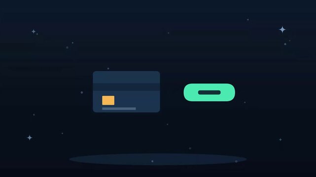 A digital payment concept featuring a dark credit card next to a glowing green button for secure online transactions in a virtual environment that represents financial technology and commerce