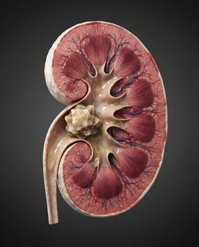 Kidney Stone in Renal Pelvis Medical Anatomy Cutaway