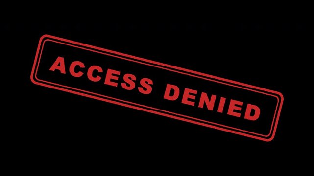 Access denied red rubber stamp mark animation on a transparent background