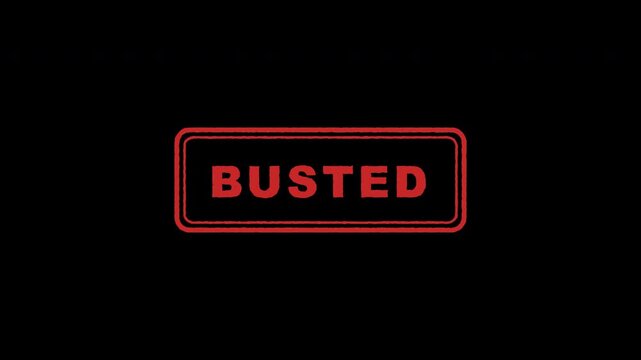 Animated red busted rubber stamp imprint mark isolated on transparent background