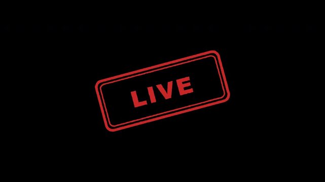 Animated red live stamp badge overlay appearing on transparent background