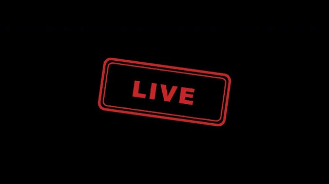 Animated red live stamp badge with transparent background and alpha channel