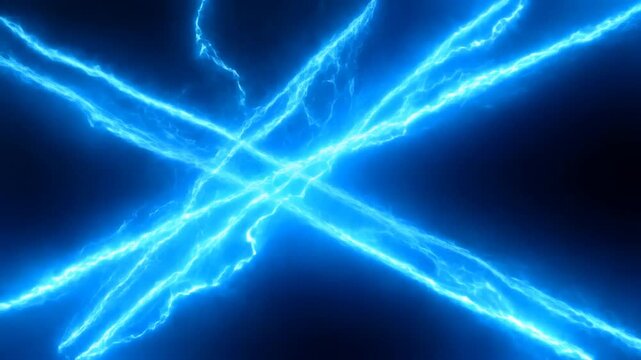 Blue lightning bolts branching across a dark background in an abstract energy pattern