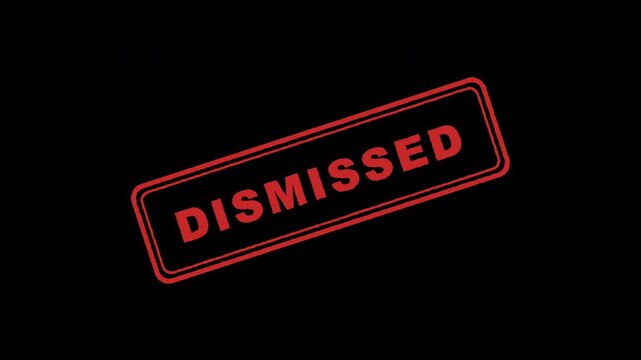 Dismissed red rubber stamp mark stamping motion on transparent background