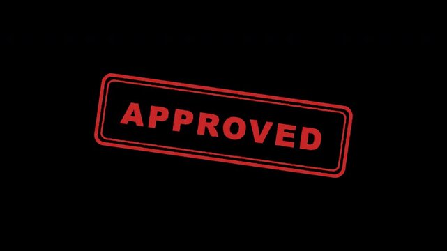 Multiple red approved rubber stamp marks stamping on transparent background
