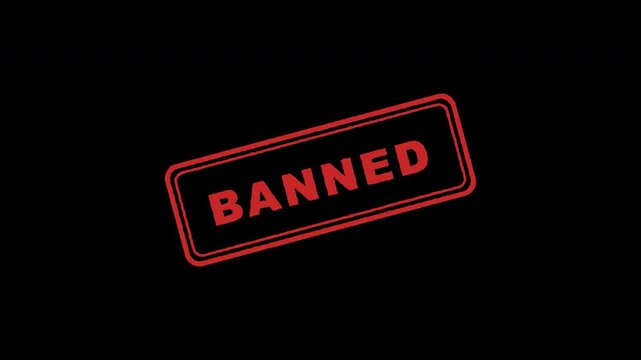 Multiple red banned rubber stamp marks appearing on transparent background