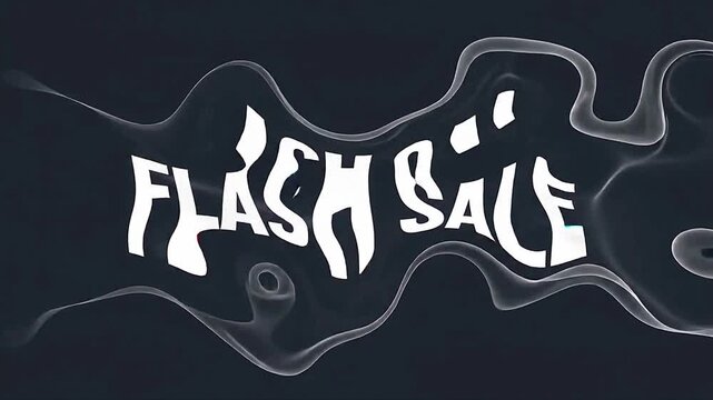 Bold minimal typography Flash Sale with smooth fluid wave ripple distortion and subtle RGB split effect, ideal for Black Friday and Cyber Week modern video promos.