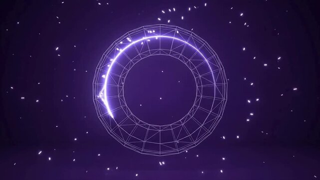 Minimal 3D wireframe torus countdown ring with smooth laser progress sweep and subtle energy particles for Black Friday and Cyber Week event teasers.
