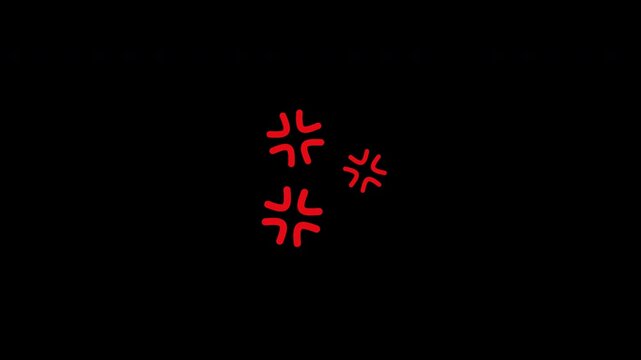 Animated red manga anger vein marks popping over transparent background