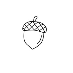 Acorn Outline Minimalist Nature Illustration © Andika