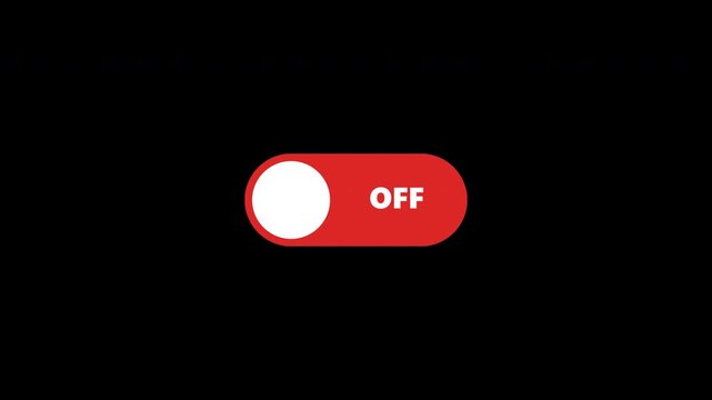 Animated toggle switch buttons switching on and off on transparent background