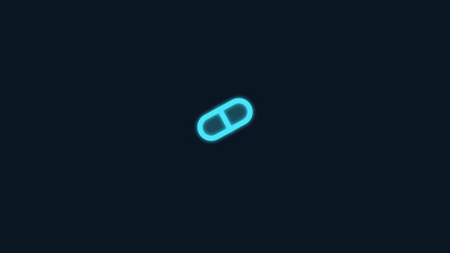 Minimalist glowing blue capsule medical icon animation 4k high definition digital motion graphic element