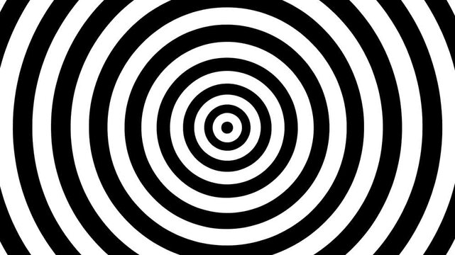 Bold Black and White Concentric Circles in Retro Pop Art Style, Hypnotic Optical Illusion, Circus Marquee Pattern, Carnival, Event Poster Background, Video