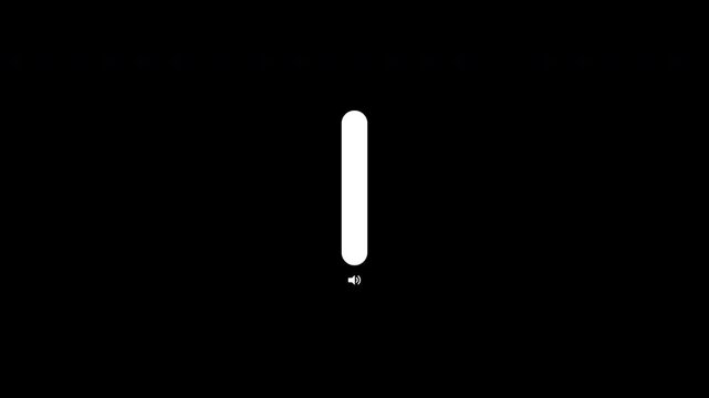 Animated vertical volume slider bar with sound speaker icon on alpha channel