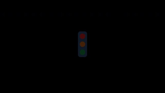 Blinking yellow traffic lights warning signal on transparent background overlay
