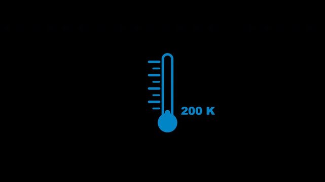 Blue digital thermometer icons showing kelvin temperature on transparent background