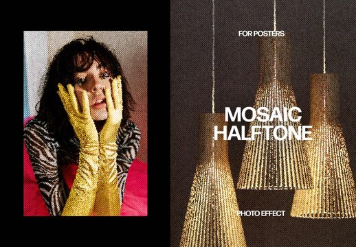 Vertical Mosaic Halftone Effect For Poster And Print Design