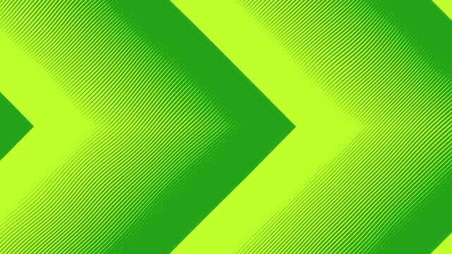 Lime green chevron arrows advance across an emerald background in a rhythmic 3D animation with linear halftone textures, symbolizing rapid progress for corporate motion graphics