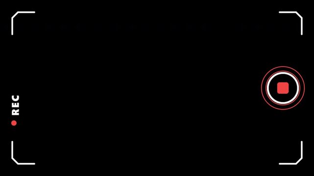 Camera recording viewfinder overlay with blinking rec on transparent background