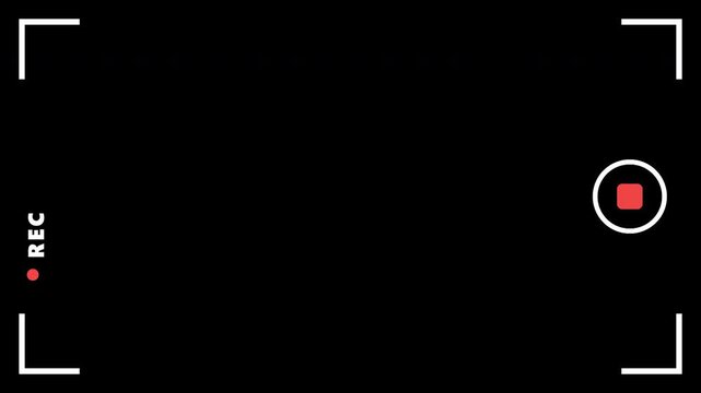 Camera viewfinder recording overlay with blinking red dot on transparent background