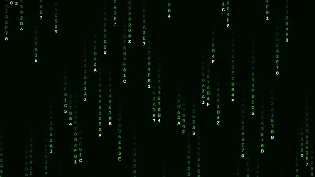 Green digital code rain falling binary hacker seamless loop animation