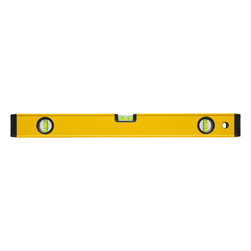 Yellow spirit level with three bubble vials