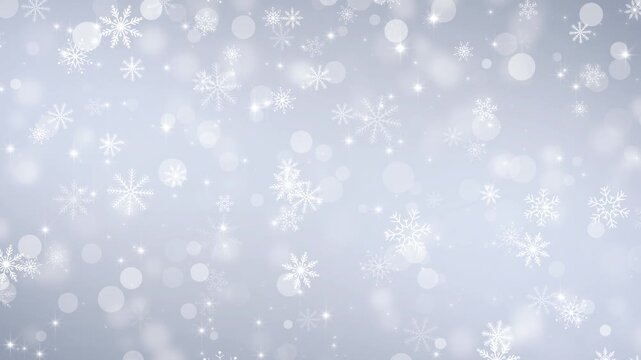 christmas background with bright snowflakes and glowing shiny stars falling animation, christmas and new year holiday social media motion design element