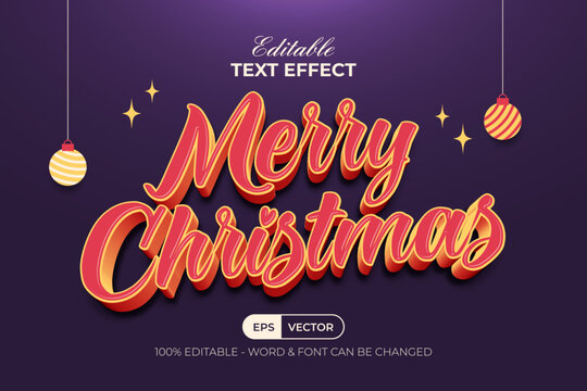 Merry Christmas Typography Editable Text Effect 3D Style.