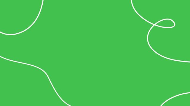 White flowing lines and scribbles shifting and moving on green background. Abstract seamless loop for festive, holiday, and creative animated background content.