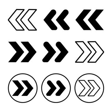 set of double arrow chevron icons pointing left and right