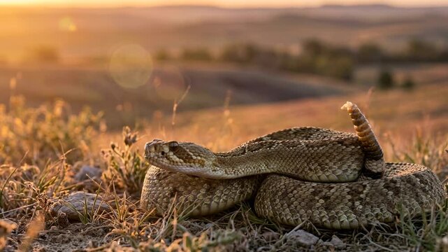 prairie rattlesnake close up at morning light in badlands national park south dakota video