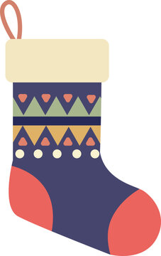 Cute Navy Blue Christmas Stocking with Geometric Pattern