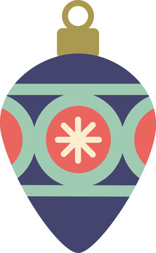 Cute Vintage Blue Teardrop Christmas Bauble Ornament