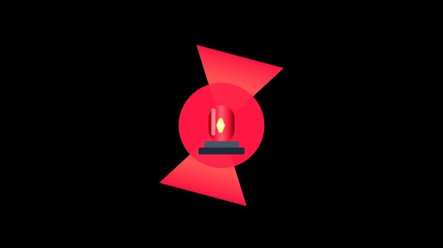 Red flashing emergency siren light beacons rotating on transparent background