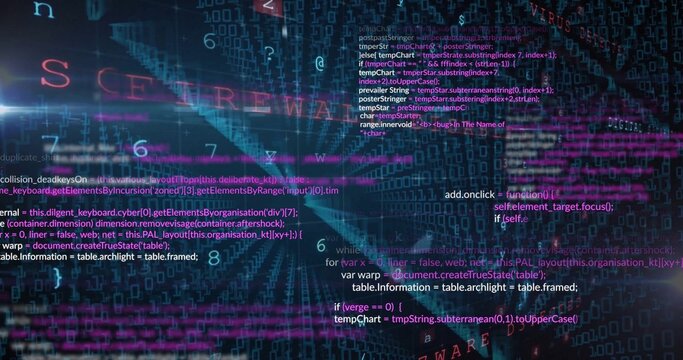 Forming central tunnel of code and binary streams in virtual cyberspace, with glowing streaks