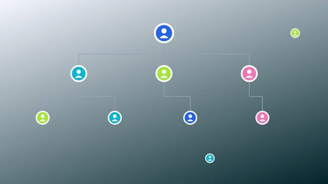 Bold blue Organizational Chart Team Hierarchy Animation Widescreen 16:9
