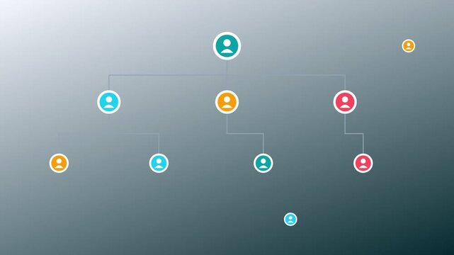 Soft teal Organizational Chart Team Hierarchy Animation Widescreen 16:9