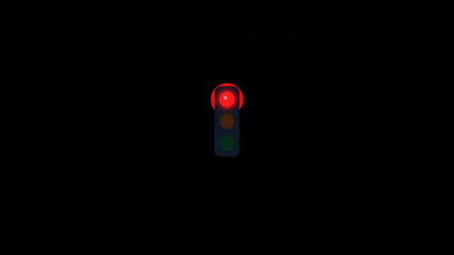 Traffic lights changing colors with alpha channel on transparent background