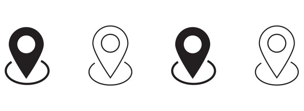 location icon set map pointer pin sign symbol red black outline destination icon place address navigation locator
